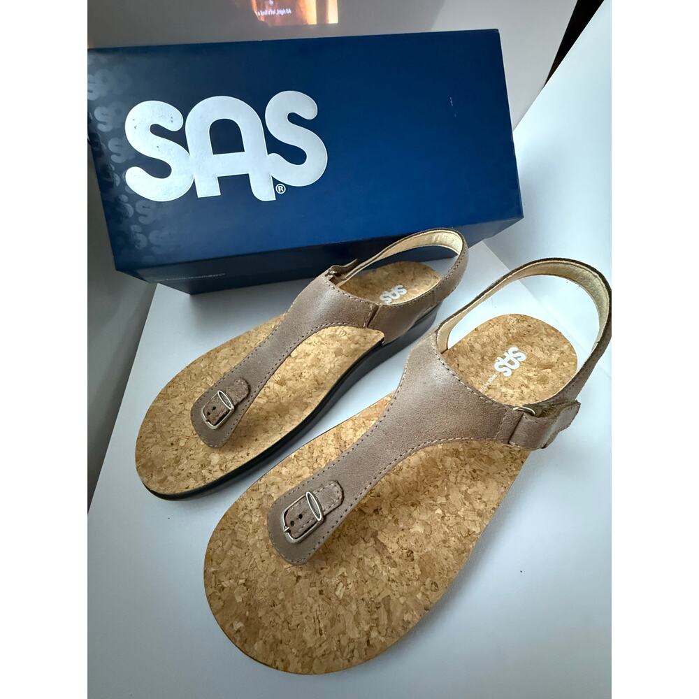 Marina T Strap Sandal SAS® Women's size 11 M Brown Leather Cork 2850